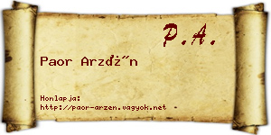 Paor Arzén névjegykártya